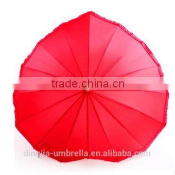 promotional red custom straight heart shape rain umbrella