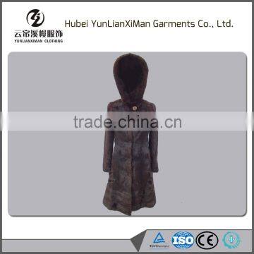 Hot!!! New style natural brown mink fur hooded coat