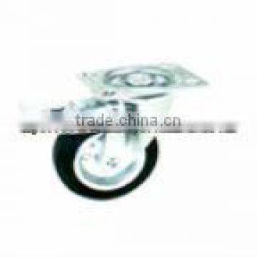 Swivel Castor/ Swivel Brake Castor/ Rigid Castor Fitted With Black Rubber Wheel, Metal Rim photo-2