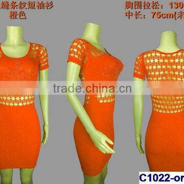 C1022 Latest design good quality orange seamless women dress for sale 2016