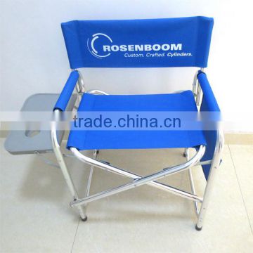 Folding director chair with side table and bag.