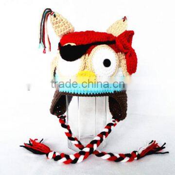 hot sale crochet funny owl hand knitting baby beanie hat