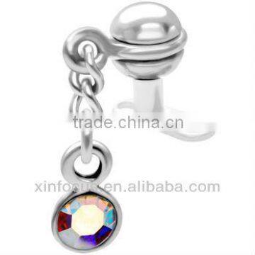 Steel Ball Aurora Gem Dangling Dermal Anchor Top body piercing accessories