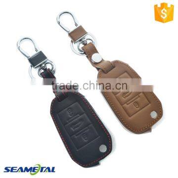 Car Leather Fold Remote Key Cover Case Holder Auto Parts For Peugeot 2008 3008 301