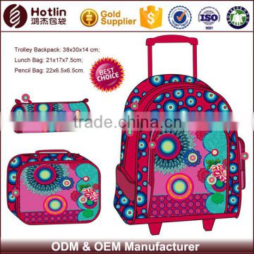 Fabric School Trolley Backpack Bag Combination