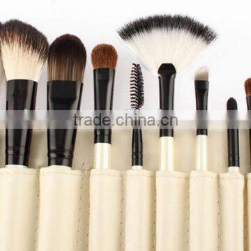 travel 10pcs white/black cosmetic makeup brush set with plaid case