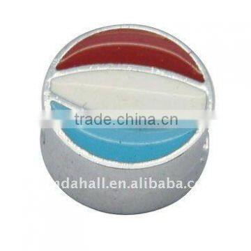 Alloy Enamel Slide Charms, Nickel, Flat Round, Multicolor, about 10x5.6mm, hole: 4mm.(ENAM-Q224-1)