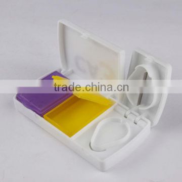 Promotional 2 Case Plastic Pill Box Container With Cutter