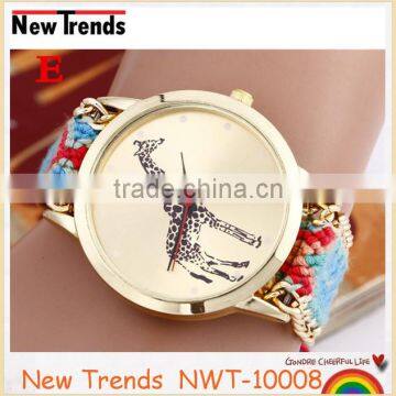 2016 Hot New Fashion Women Colorful Cord Weaved Giraffe Watches photo-5