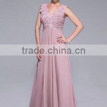 V-neck Floor-Length Chiffon Dress With Ruffle Lace Beading Sequins photo-1