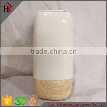 ceramic glaze wood grain design vase flower