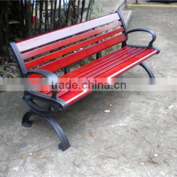 Outdoor public seating bench wooden cast aluminum bench