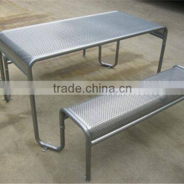 Galvanized steel picnic table with bench,outdoor metal table bench