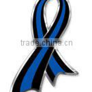 Thin Blue Line (Fallen Police Officer) Chrome Ribbon Magnet