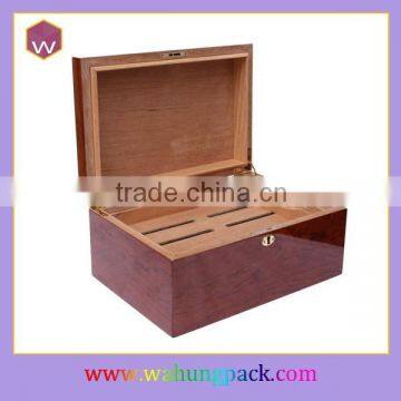 Glossy Cheery Wood Cigar Box Lock / Folding MDF Men's Cigar Box