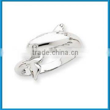 Fashion 14k white gold highly polished dolphin ring