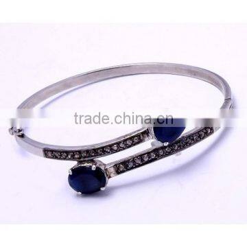 The Gopali Jewellers Blue Sapphire and Rose cut diamond Bangle Wholesale Blue Sapphire Jewelry