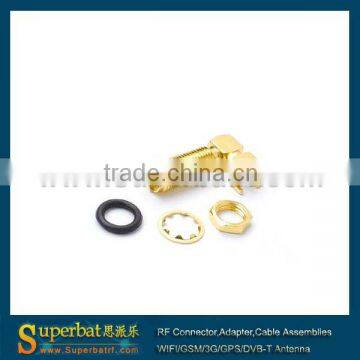 SMA connector thru hole bulkhead O-ring right angle PCB Mount