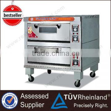 Stainless Steel Heavy Duty 2-Layer 4-Tray Gas/Electric Deck Oven