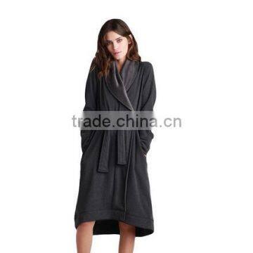 Womens Cotton/polyester Blend Duffield Robe--Black Bear Heather