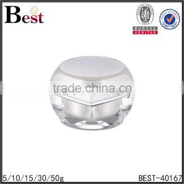 5/10/15/30/50g diamond shape plastic acrylic jar packaging white painting inside container empty personal care