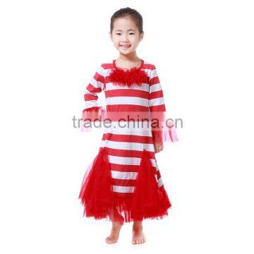 children toddler boutique red color girls ruffle knit cotton autumn winter clothes casual baby girl dress kids frock designs