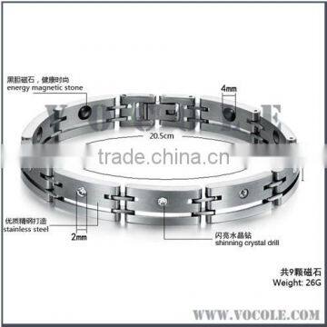 Latest Design Magnetic Stone Crystal Drill Stainless Steel Bracelets