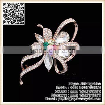 Gilded Delicate White Crystal Corsage Brooch For Wedding Party Costume