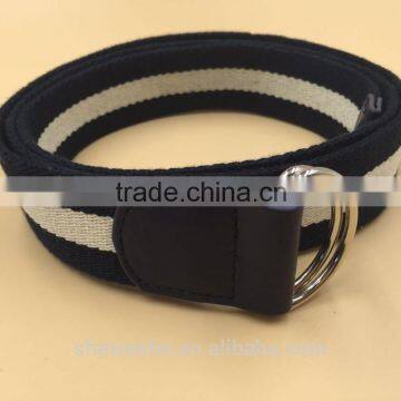 Stripe Belt printed Polyester Webbing Canvas Men Belts with Double D Rring