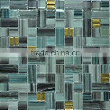 Outdoor Mix Gold Floor Strip Glass Crystal Mosaic Tile