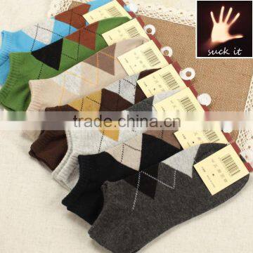 Quilted cotton socks men's socks cotton invisible shallow mouth cheap plaid socks