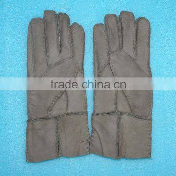 lamb fur gloves with leather surface patch fur hand stitch,KZ140037