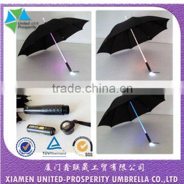 2014 top selling acrylic shaft colorful LED stick umbrella with scale pattern handle in paper tube pacakging