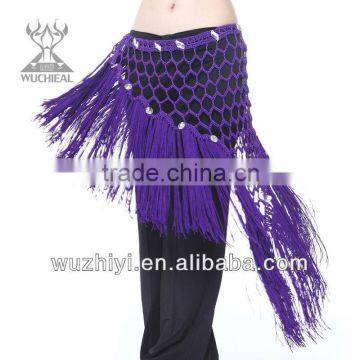 Wuchieal Long Tassel Beaded Belly Dance Hip Scarf (YL129)