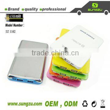 the thinnest dual USB big capacity Power Bank 6500MAH with touch screen