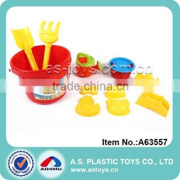 Summer outdoor miniature 11PCS plastic beach bucket and shovels for kids