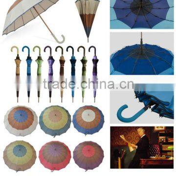 16 ribs bright straight umbrella,large sun and rain umbrella,windproof golf umbrella