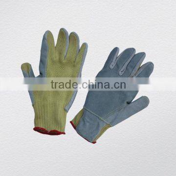 Reinforced Cow Leather Palm Aramid Knitted Cut Resistance Glove