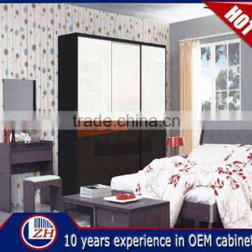 Top selling acrylic bedroom wardrobe sliding door fittings laminate designs