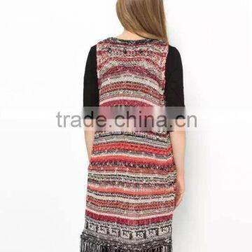 Women's Knitted Sweater Vest, Cardigan Sleeveless Sweater Vest With Fringe photo-3
