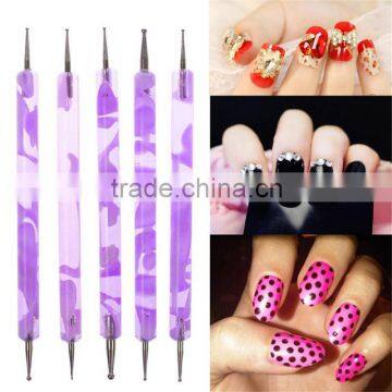 PRO SEA Waves Pattern Purple Handle Nail Dotting Pens Nail ART Tools