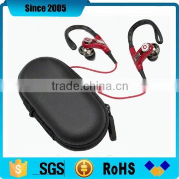 black pu leather waterproof eva headphone headset zipper case