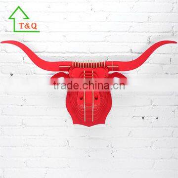 DIY Wooden Buffalo Animal Head 3D Wooden Wall Panel Home Decoration photo-4