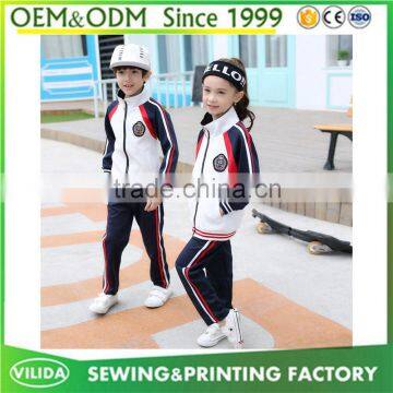 England Style Fashion Winter Primary School Uniform High Quality Zipper Red Coat and Bule Trouser photo-2