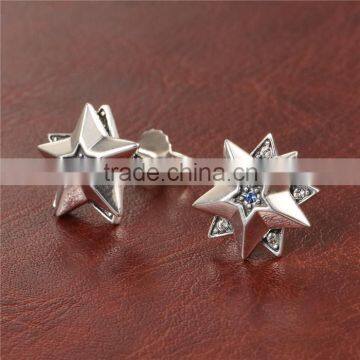 Simple Design Star Shape Stud Silver Earrings For Women photo-2