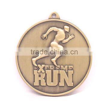 2016 custom run event medal with antique gold plating