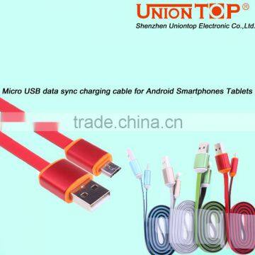 wholesale colorful flat led micro usb data cable for android and smart phone