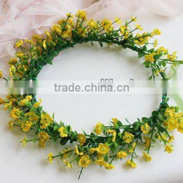 Artificial Plum Blossom Flower Bridal Hair Accessory Head Wreath Garland For Wedding Prom Party And Christmas Decoration