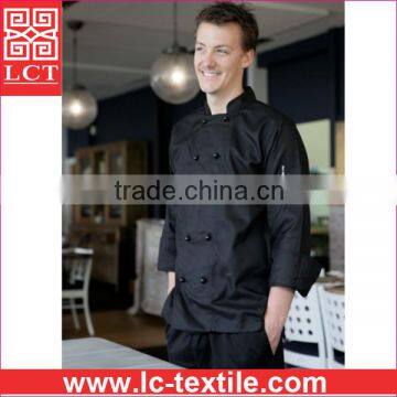 supply made of 245gsm drill fabric traditional black bartender uniform featuring Two pen pockets on sleeve(LCTU0025)