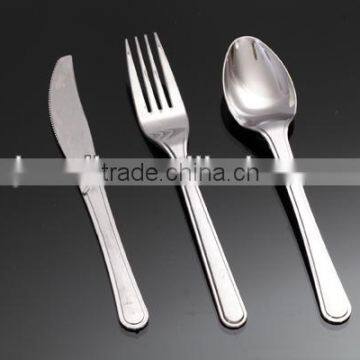 PS disposable plastic spoon and fork silver coated